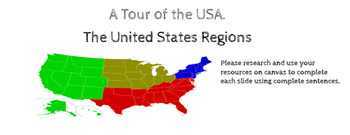 Preview of A tour of the United States (A google slides U.S.A. 5 regions project)
