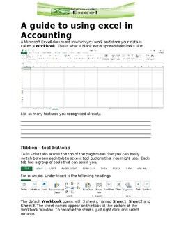 Preview of A user-friendly guide to using the Program Excel in Accounting and Finance