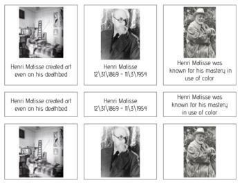 Preview of A013 (GOOGLE): MATISSE (facts about) (3 part cards) (3pgs)