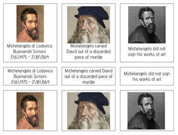 Preview of A016 (GOOGLE): Michelangelo (facts about) (3 part cards) (3pgs)