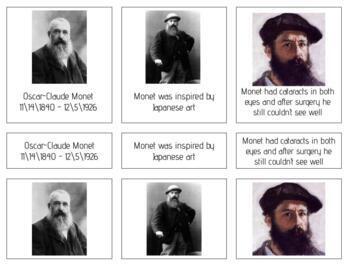 Preview of A017 (GOOGLE): MONET (facts about) (3 part cards) (3pgs)