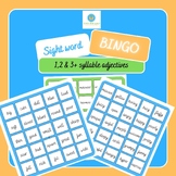 A1-B2 Sightword Bingo games - 1, 2 & 3+ Syllable Adjectives
