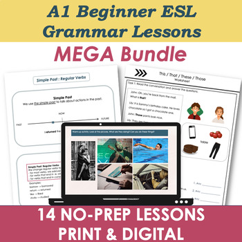 Preview of Beginner Grammar Lesson Plans, Worksheets, Activities MEGA BUNDLE - Adult ESL