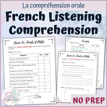 Preview of A2 French Listening Comprehension Activity | La compréhension orale