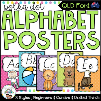 QLD Beginners Font Alphabet Posters {Polka Dot} by Miss Jacobs Little ...