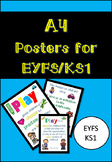 A4 Learning through Play Posters for Early Years classrooms