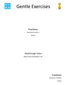 Preview of A4 Size - Fractions – Identify Equivalent Fractions – Gentle Exercises