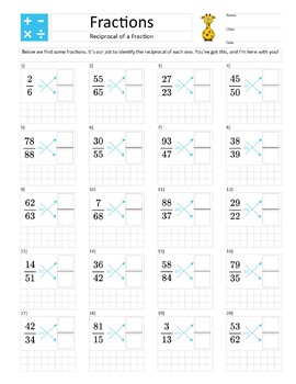 Preview of A4 Size - Fractions – Reciprocal of a Fraction – Gentle Exercises