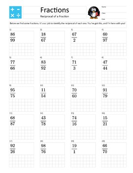 Preview of A4 Size - Fractions – Reciprocal of a Fraction – Practice Exercises