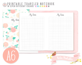 A6 TN Size  PLAIN LINED Printable Travelers Notebook Insert
