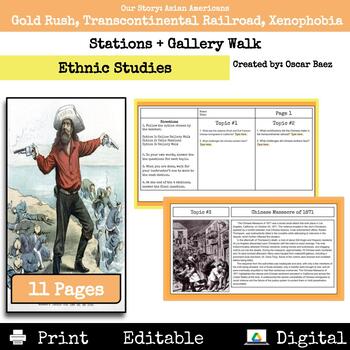 Preview of AA: Transcontinental Railroad, Gold Rush, Xenophobia Table Stations/Gallery Walk