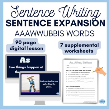 Preview of AAAWWUBBIS Digital Lesson & Printable Worksheets! Subordinating Conjunctions