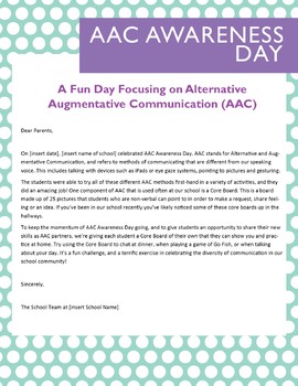 Preview of AAC Awareness Day Letter to Parents