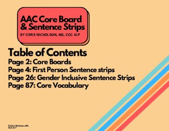 Preview of AAC Basic Core Board + Inclusive Sentence Strips