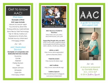 Preview of AAC Brochure for Teachers and Suport Staff