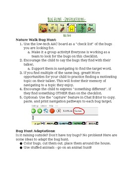 Preview of AAC Bug Hunt - Summer Activity