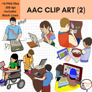 Preview of AAC Clip Art 2 - People using Communication Books/ Tablets / SGDs