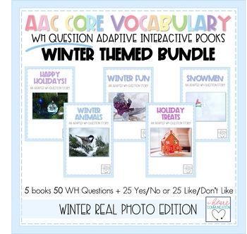 Preview of AAC Core Vocabulary Activities | WH-Question Interactive Books | WINTER BUNDLE