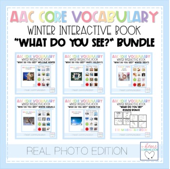 Preview of AAC Core Vocabulary Activities | What Do You See? Adaptive Books | Winter Bundle