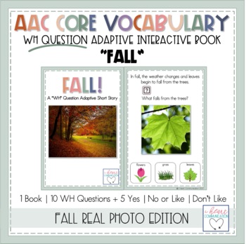 Preview of AAC Core Vocabulary Activities | WH Question Interactive Book | Fall