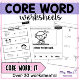 Core Vocabulary Word Worksheets for AAC - It