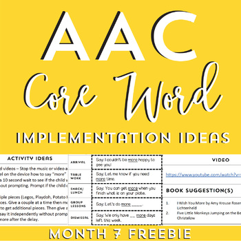 Preview of AAC Core Word Implementation Ideas: Month 7