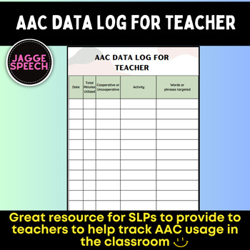 Preview of AAC Data Log for Teacher