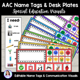 AAC Name Tags (Editable) | Desk Plates | Special Education