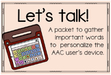 AAC Personalization Packet: Let's Talk!