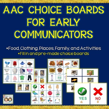 Preview of AAC Choice Boards: 375 Pictures & 50 Pre-made Picture Communication Boards