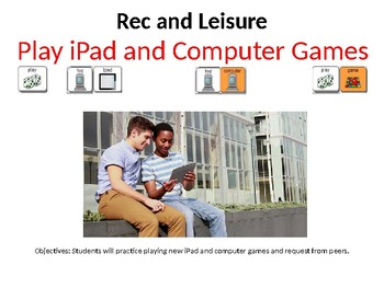 Preview of AAC Soical Group Lesson (Playing Comp./iPad Games) Includes Video Model &Visuals