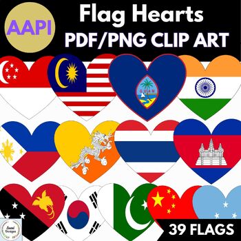 Preview of AAPI/Asian American Pacific Islander Heritage Month Flag Hearts-Bulletin Board