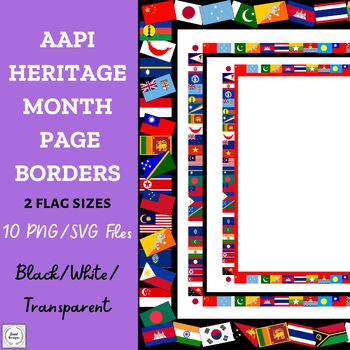 Preview of AAPI/Asian American-Pacific Islander Heritage Month Flag Page Borders PNG/SVG