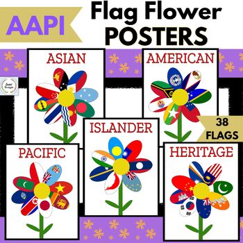 Preview of AAPI/Asian American-Pacific Islander Heritage Month Posters- Flag Flowers PDF