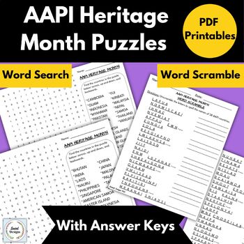 Preview of AAPI/Asian American-Pacific Islander Heritage Month Worksheets- Word Search