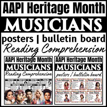 Preview of AAPI Asian American & Pacific Islander musicians |posters |Reading Comprehension