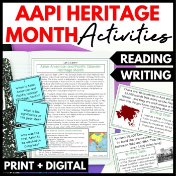 Preview of AAPI Asian Pacific American Heritage Month Reading Passage and Writing Prompts
