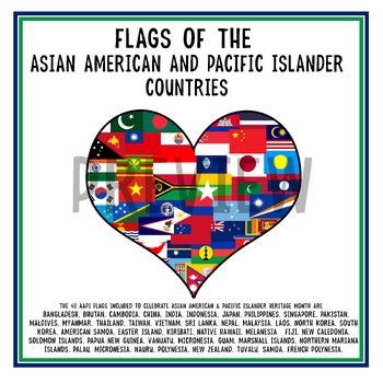 Preview of AAPI Country Heart Flags | Asian American Pacific Islander Month Bulletin Board