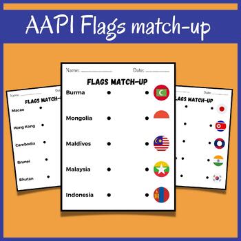Preview of May AAPI Flag Match-up | Asian Pacific American Heritage Month Matching Flags