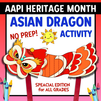 Preview of AAPI Heritage Month ASIAN FLYING DRAGON Craft No-Prep Coloring Pages Activities