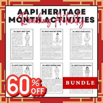 Preview of AAPI Heritage Month Activities - Reading Activity Pack Work Packets Bundle