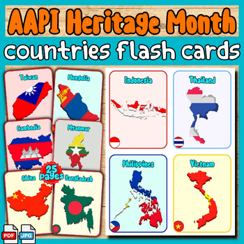 Preview of AAPI Heritage Month Asian American Pacific Islander countries flags flashcards
