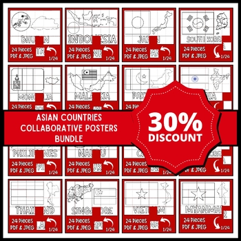 Preview of AAPI Heritage Month: Asian Countries Collaborative Coloring Posters Bundle