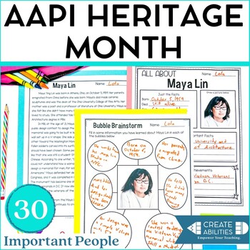 AAPI Heritage Month Biography Passages- PDF and Digital by Create-Abilities