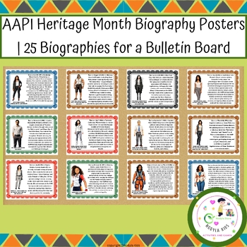 Preview of AAPI Heritage Month Biography Posters | 25 Biographies for a Bulletin Board