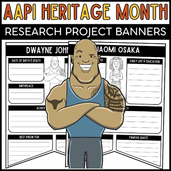Preview of AAPI Heritage Month Biography research Project Banners | May Bulletin Board