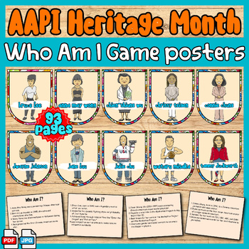 Preview of AAPI Heritage Month Bulletin board Asian American figures Who am I posters game