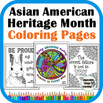 Preview of AAPI Heritage Month Coloring Pages Printables with Inspirational Quotes