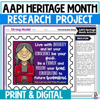 Preview of AAPI Heritage Month Research Project - Commemorative Stamp Biography Activity