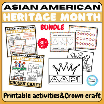 Preview of AAPI Heritage Month Printable Activities&Crown Craft for prek k 1st grade BUNDLE